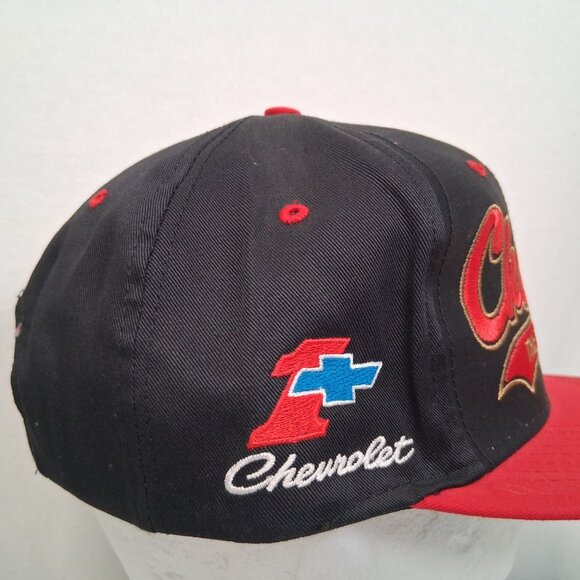Vintage 1990s Chevrolet Cap Hat Black Red Auto Racing Script Embroidered #1 Team - Picture 5 of 15